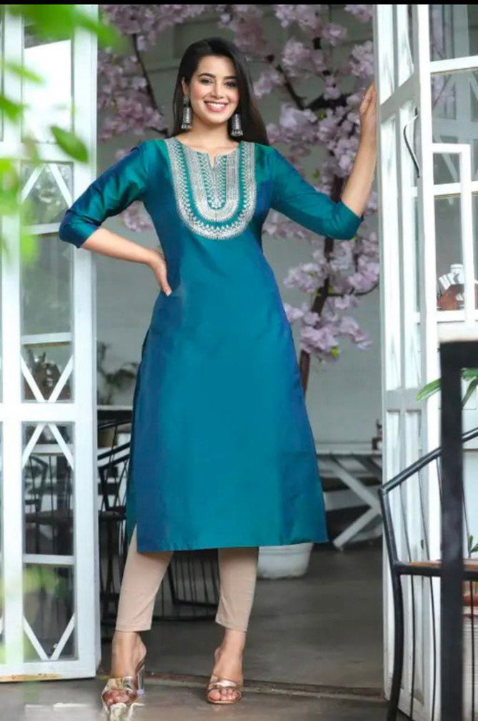 Si 146 By Krishi Art Silk Embroidery Kurti Wholesale Shop In Surat